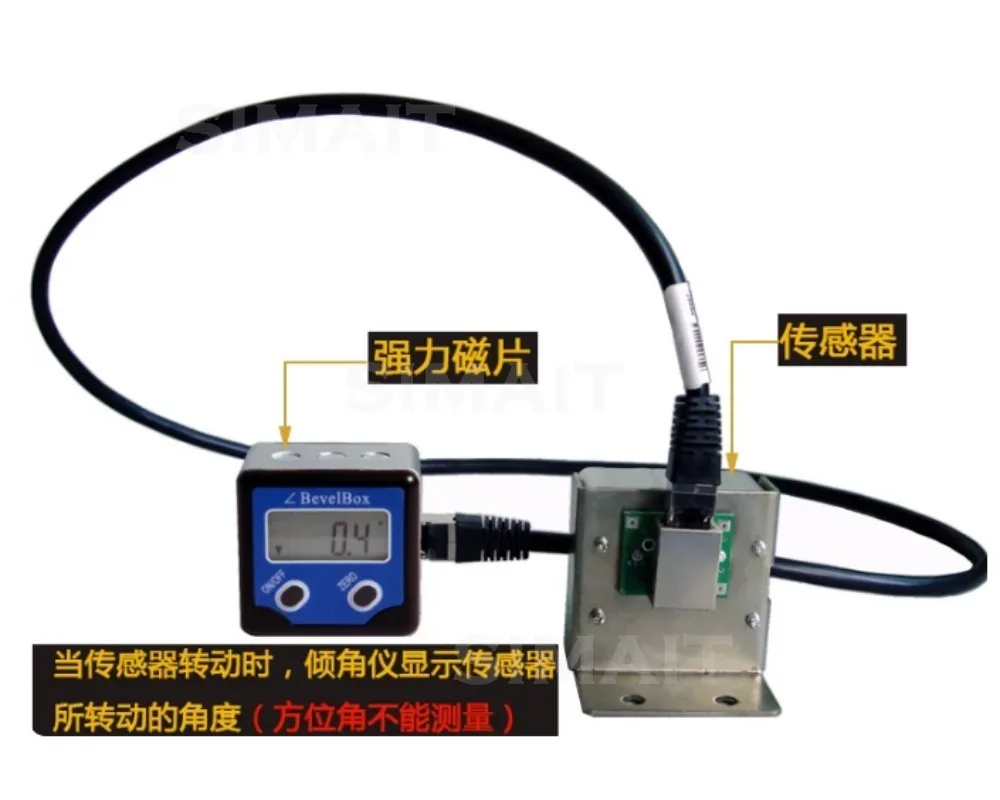 Remote Digital Inclinometer 4x90° with Separate Sensor & Display, Magnetic Base Angle Finder