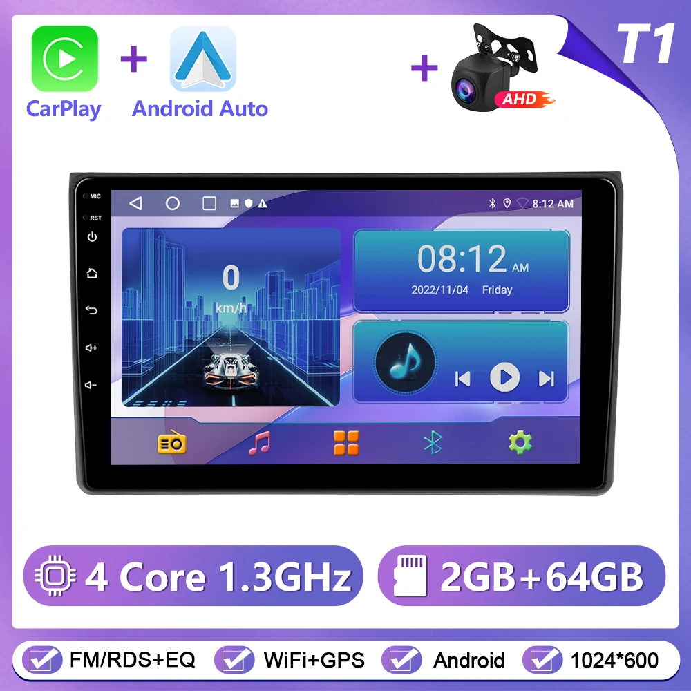 Podofo CarPlay Android Auto Radio voor Audi A4 2004-2008 Auto Intelligent Systeem 2Din GPS Stereo Head Unit Multimedia Speler