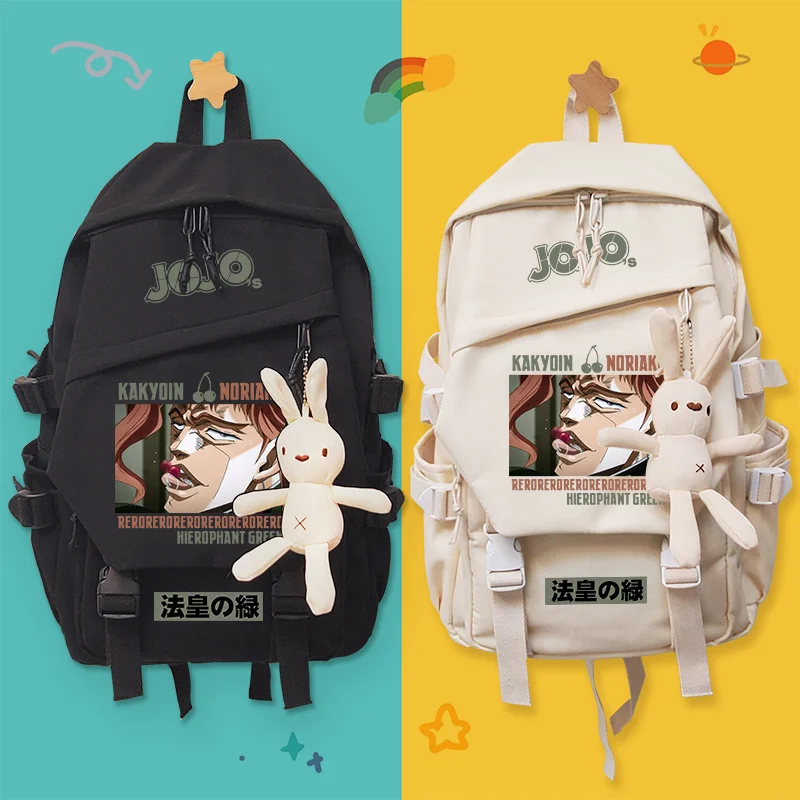 

Anime JoJo's Bizarre Adventure Kujo Jotaro Nylon Backpack Student School Book Bags Kids Teens Mochila Shoulder Bags