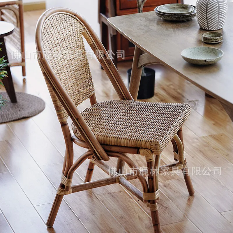 LMM living room home leisure simple back chair living room hand woven chair
