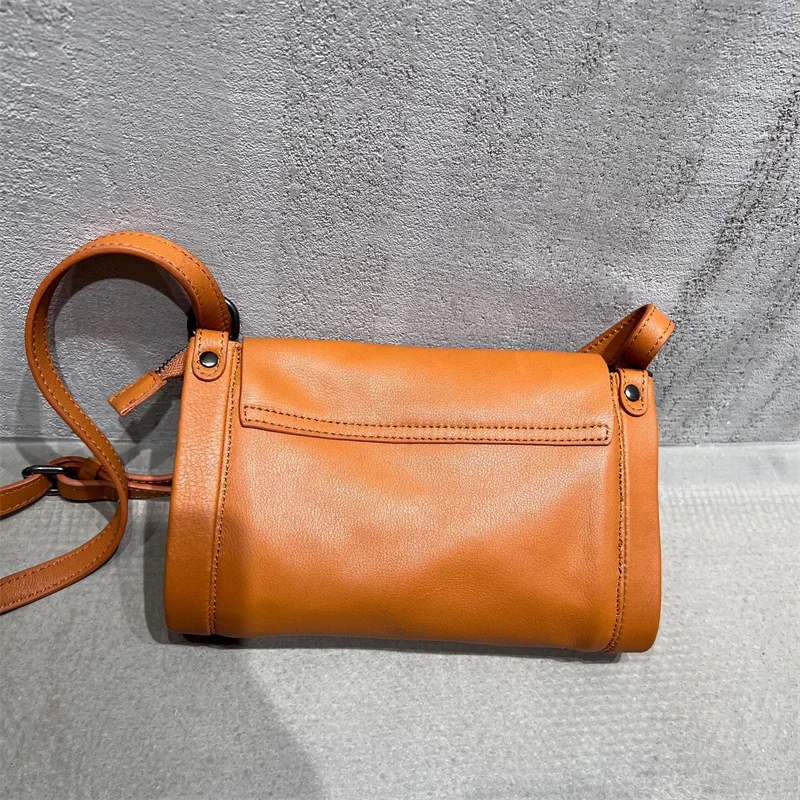 100% Natural Cowhide Crossbody Bags Women Shoulder Bag Vintage Solid 2022 New Minority Design Cross-Body Bag Trend Women's Bag