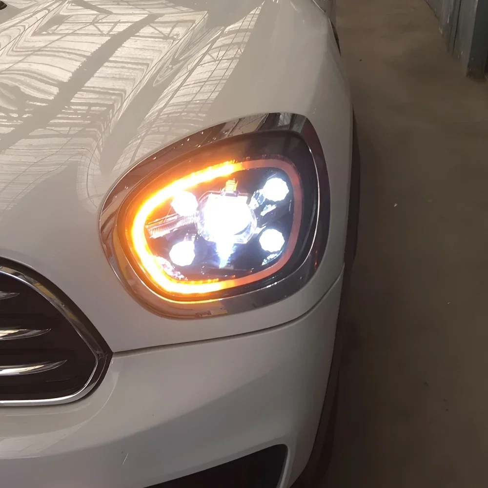 مجموعة مصابيح رأس السيارة لـ 2017-2020 Mini Countryman F60 ترقية بلورات تصميم LED ملحقات عدسة العرض الأمامي للسيارات