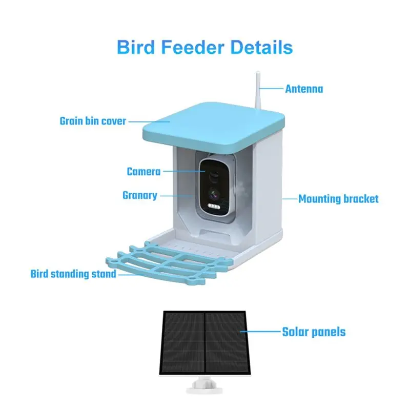 Bird Feeder Video Camera With Solar Panel Wifi Wireless Outdoor Solar Camera Motion Detection Bird Watching Camera-A31R
