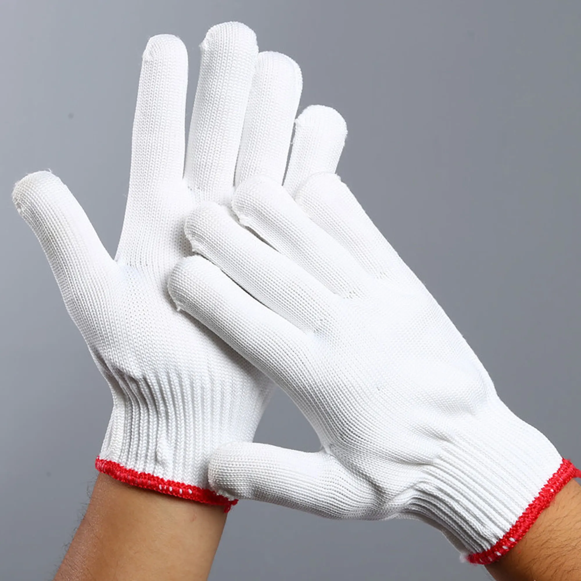 24Pair Knitted Nylon Work Gloves Thickened Safety Glove Elastic Work Gloves Non-slip Wear-resistant Construction Cotton Gloves