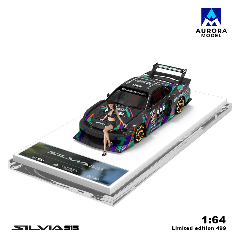 

Модель Aurora 1:64 S15 HKS Luxury с фигуркой, литая модель автомобиля HKS