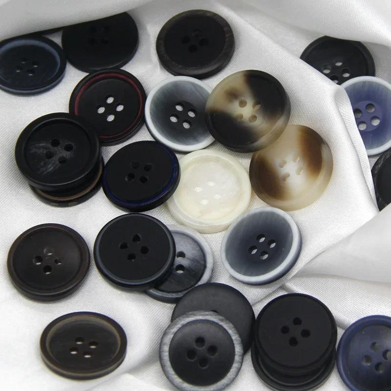 HENGC 15mm 20mm Men Suit Coat Resin Black Buttons For Clothes Fashion Uniform Blazer Pants Jeans Decorations Handmade DIY Crafts