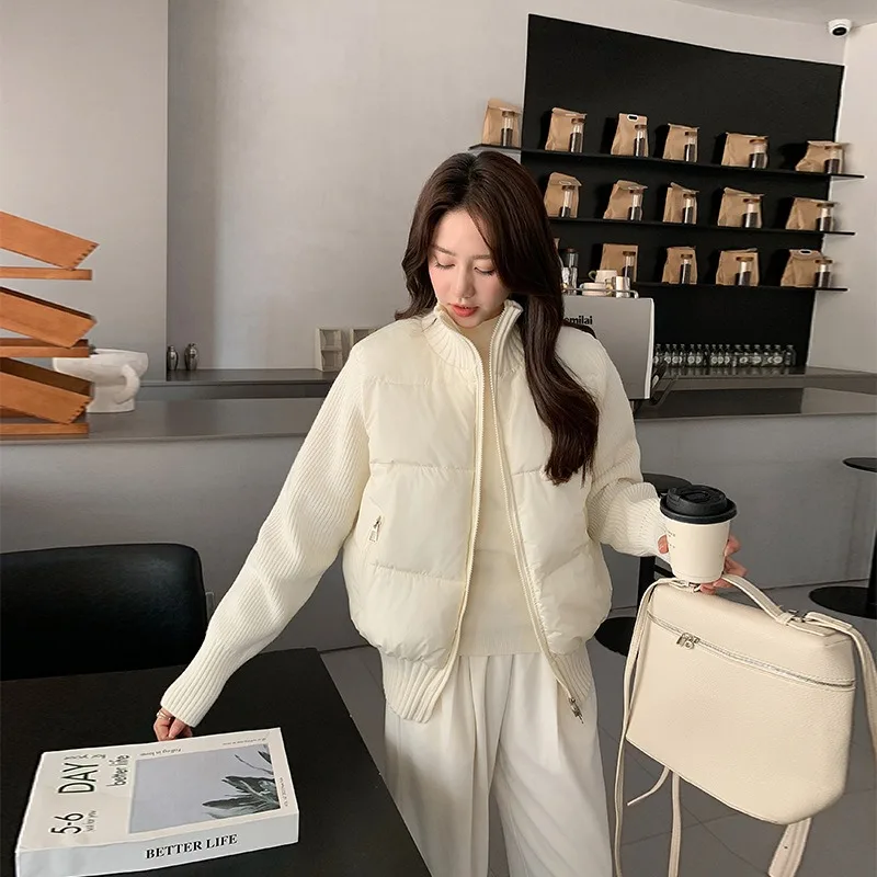 

FL 2026 New Chic ort White Cotton Jaet Women's Warm Design Sensation Winter Outerwear Faionable mat Sle Coat Fashionable Casual