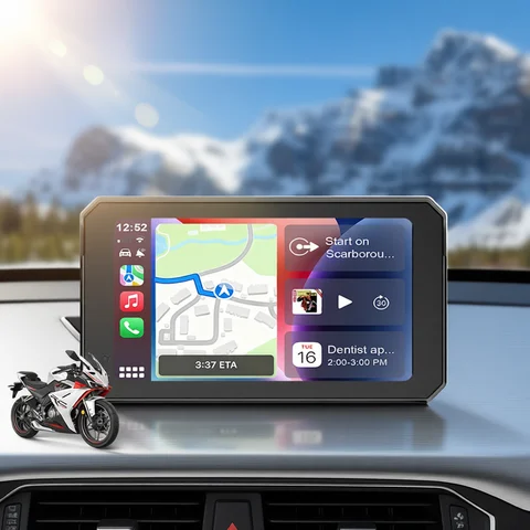 Jansite 5'' inch Motorcycle Carplay Navigation GPS Android Auto Motor IPS Screen IP67 Easy to Install Universal