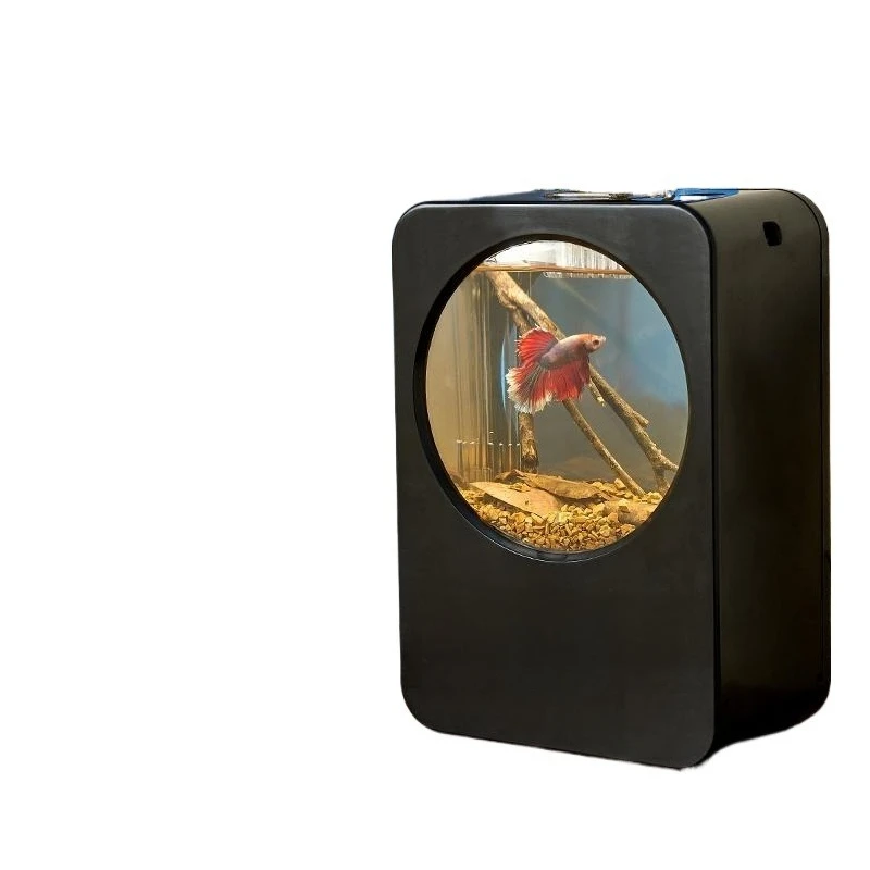 Fish tank self-circulating living room shock-proof ecological tank, desktop water change needed, small office desktop fish tank