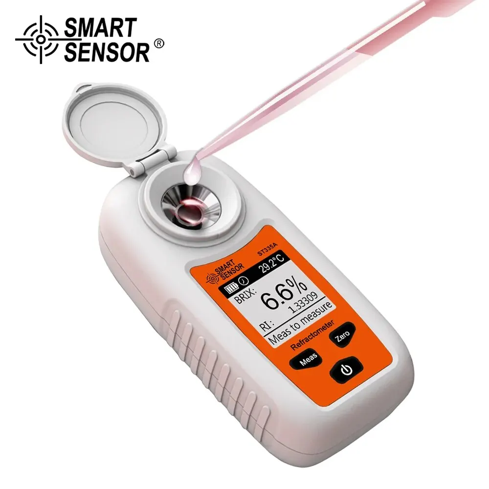 SMARTSENSOR LCD Digital Refractometer Brix Meter Fruit Juice Beverage ATC Sugar Content Measuring Instrument 0-35% Saccharometer