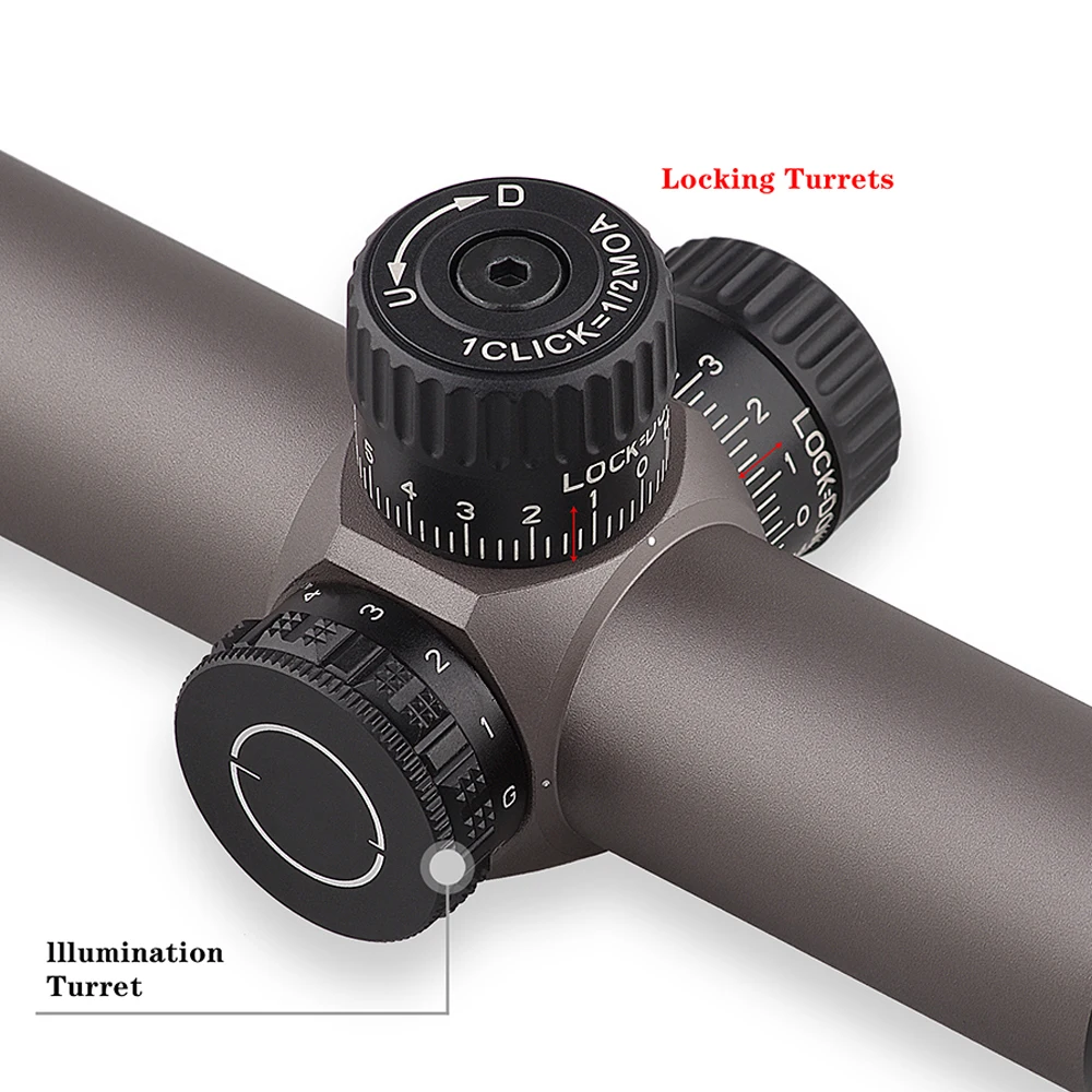 Tactical 1.2-6X24IR 30mm Scope Airsoft Compact Riflescope Red Green Dual Light Illuminated Optical Sights for Hunting Shooting