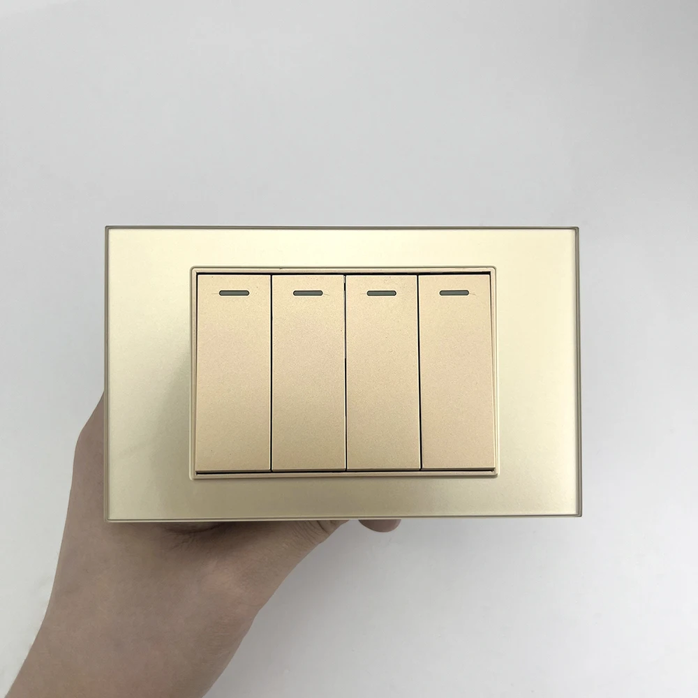 118 Type US Mexico 1/2/3/4/Gang 2/3Way Wall Light Switch Brazil Tempered Glass Panel ON OFF Push Button Power Rocker Switch