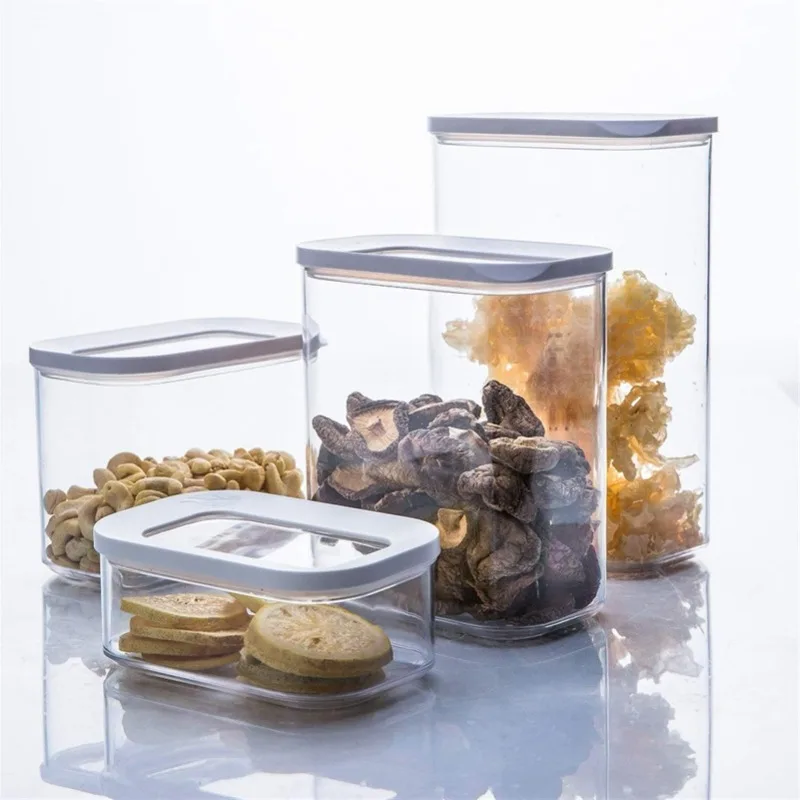 Clear Grain Container Transparent Food Cereal Box Sealed Rice Tank Air Tight Coffee Bean Storage Jar Organizer Kitchen Tools