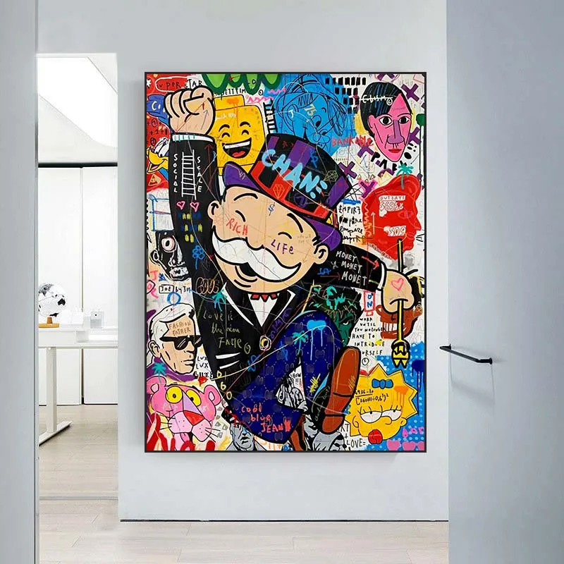 Alec Monopoly Canvas Poster Graffiti Wall Art Money Print Canvas Paintings The World is Yours Modern Home Decor Hanging Pictures