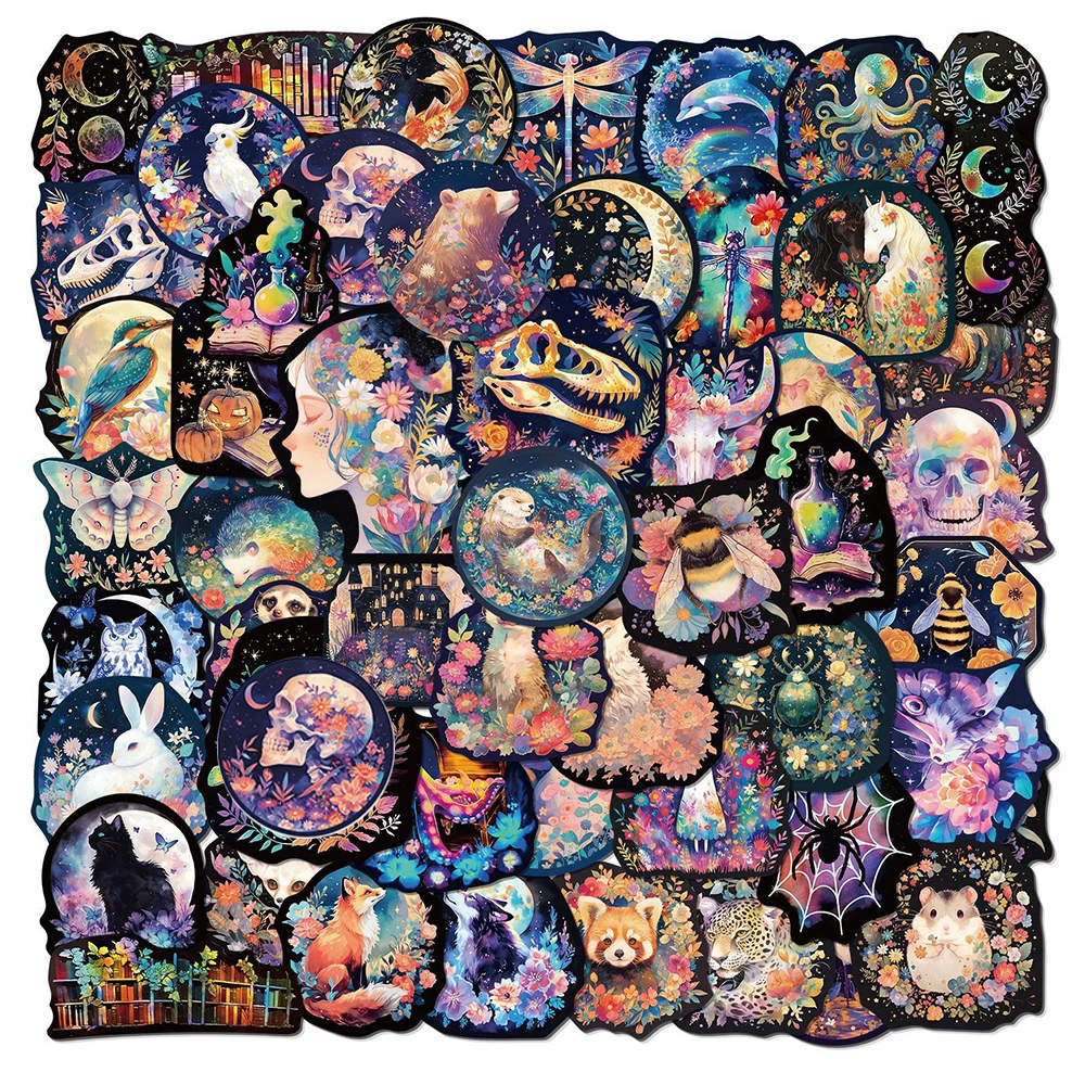 10/30/50pcs Laser Animal Flowers Stickers Cartoon Waterproof Sticker DIY Water Bottle Phone Guitar Bike Cool Decals
