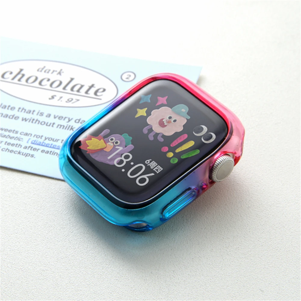 INS-Cute Gradient Jelly Candy Color Case para Apple Watch, 45mm, 41, 40, 44, 42, Coréia Bumper Protector para iWatch Series 9, 8, 7, 6, 5