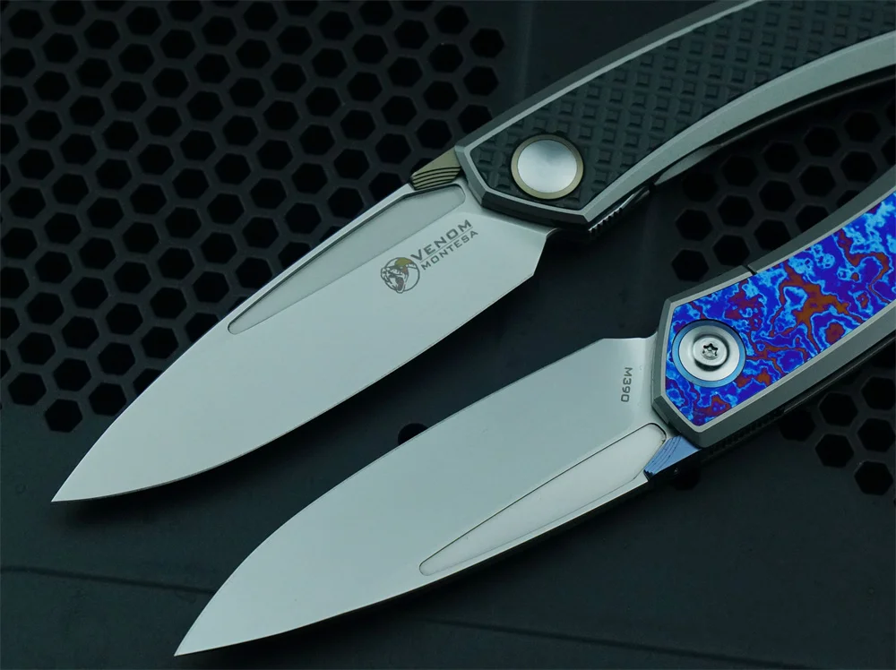 VENOM Montesa M390 Blade Gift Collected Pocket Knives Timascus Zirconium Handle Folder Outdoor Camping