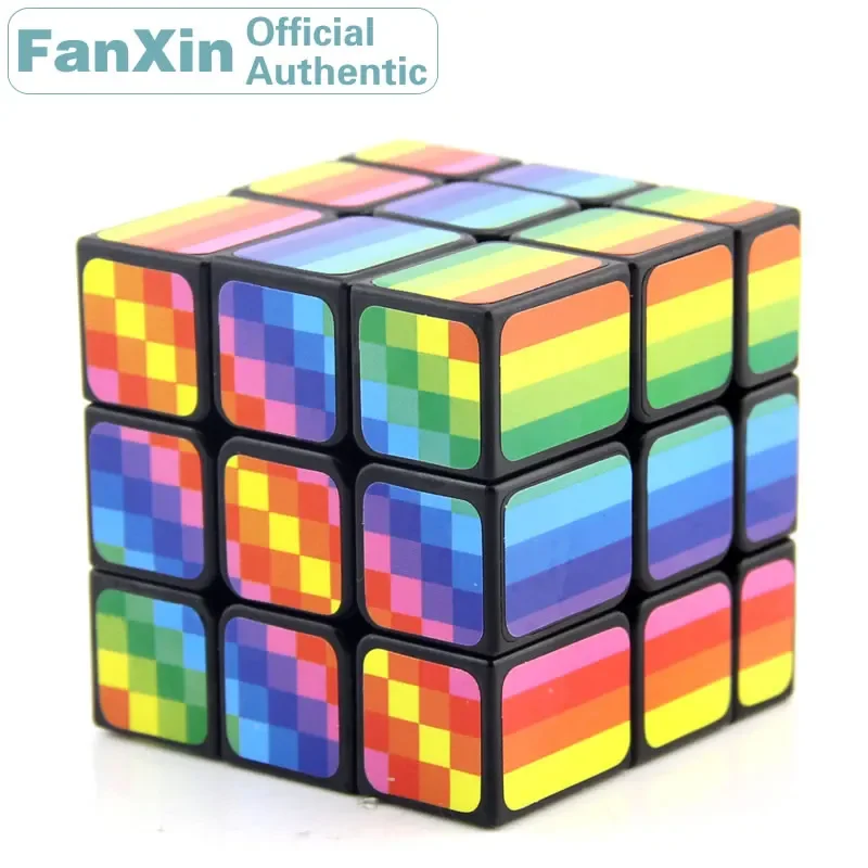 FanXin Regenboog Kleur Spiegel 3x3x3 Magische Kubus 3x3 Professionele Snelheid Puzzel Twisty Brain educatief Speelgoed Kids Gift