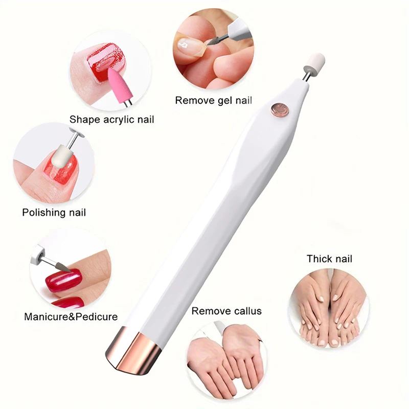 Electric Nail Drills Kit Remove Polisher Manicure Portable Nail File Nail Drill with 3 Grinding Bit Nail Care Tool view 2