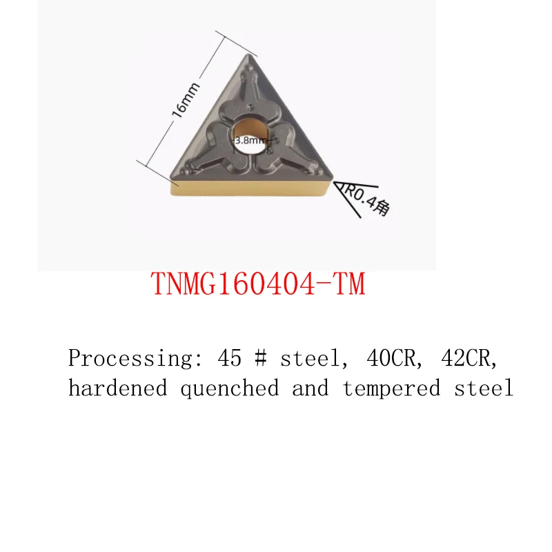 YRFL 10PCS CNC Inserts Triangle Turning Inserts TNMG160404-TM CQ MA PM Stainless Steel Lathe