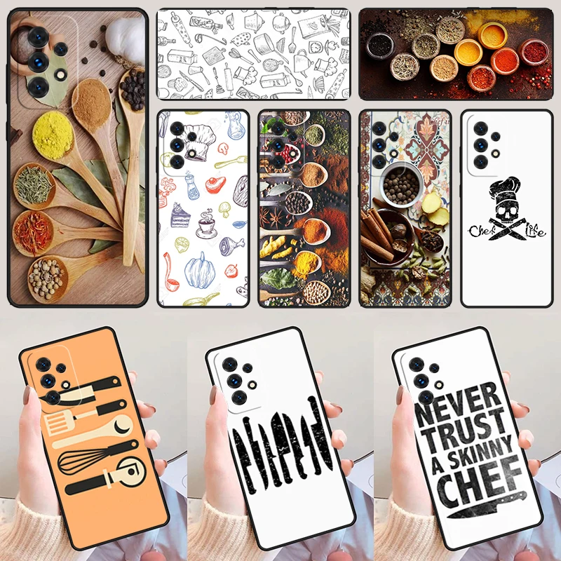 Cooking Utensils Chef Kitchen phone case For Samsung A42 A31 A40 A51 A71 A32 A80 A91 A52 A72 A73 A20e A21S A50 A70 A11 A12 Cover