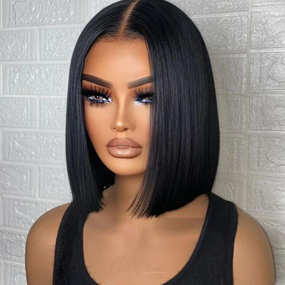 Peruvian Straight Short 13x6x2 T Part Lace Bob Human Hair Wigs HD Transparent Natural Color Lace Front Wig For Women Pre Plucked