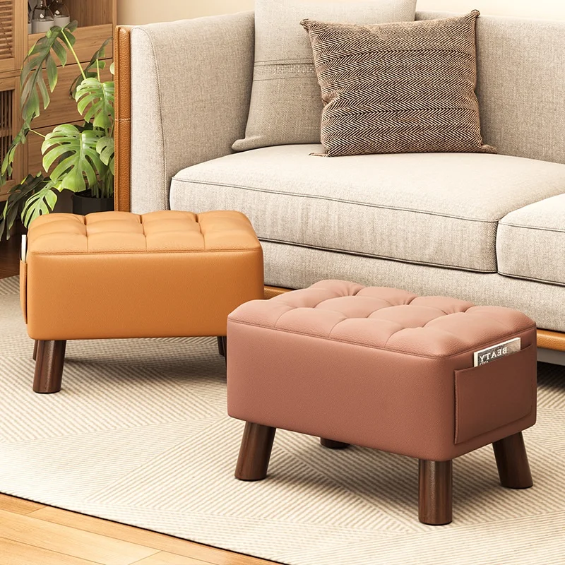 Shoe Change Stool Square Stool with Solid Wood Small Bench Coffee Table Stool ‌Storage Multi-Functional Entryway Chair New