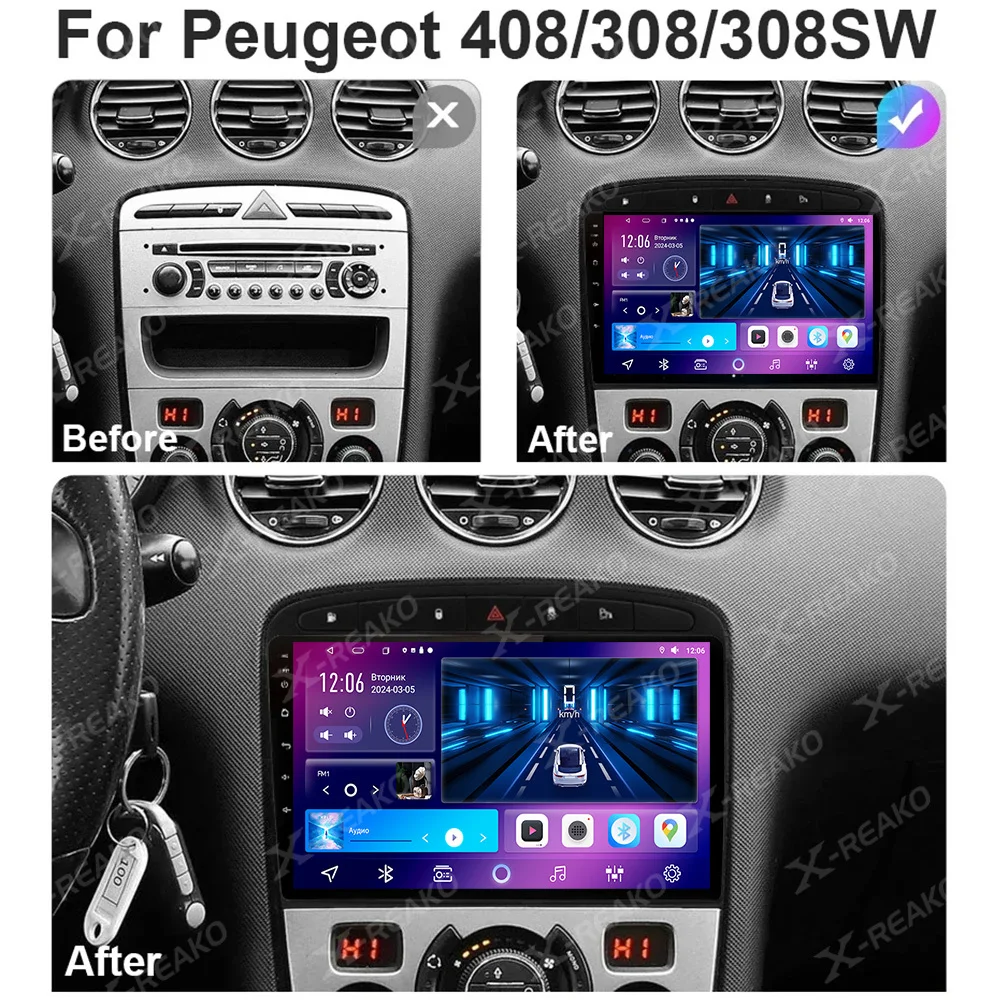 Android Car Radio for Peugeot 408 2012-2020 308 308SW 2007-2015 Wireless Carplay Multimedia 2Din Stereo Autoradio Navigation GPS