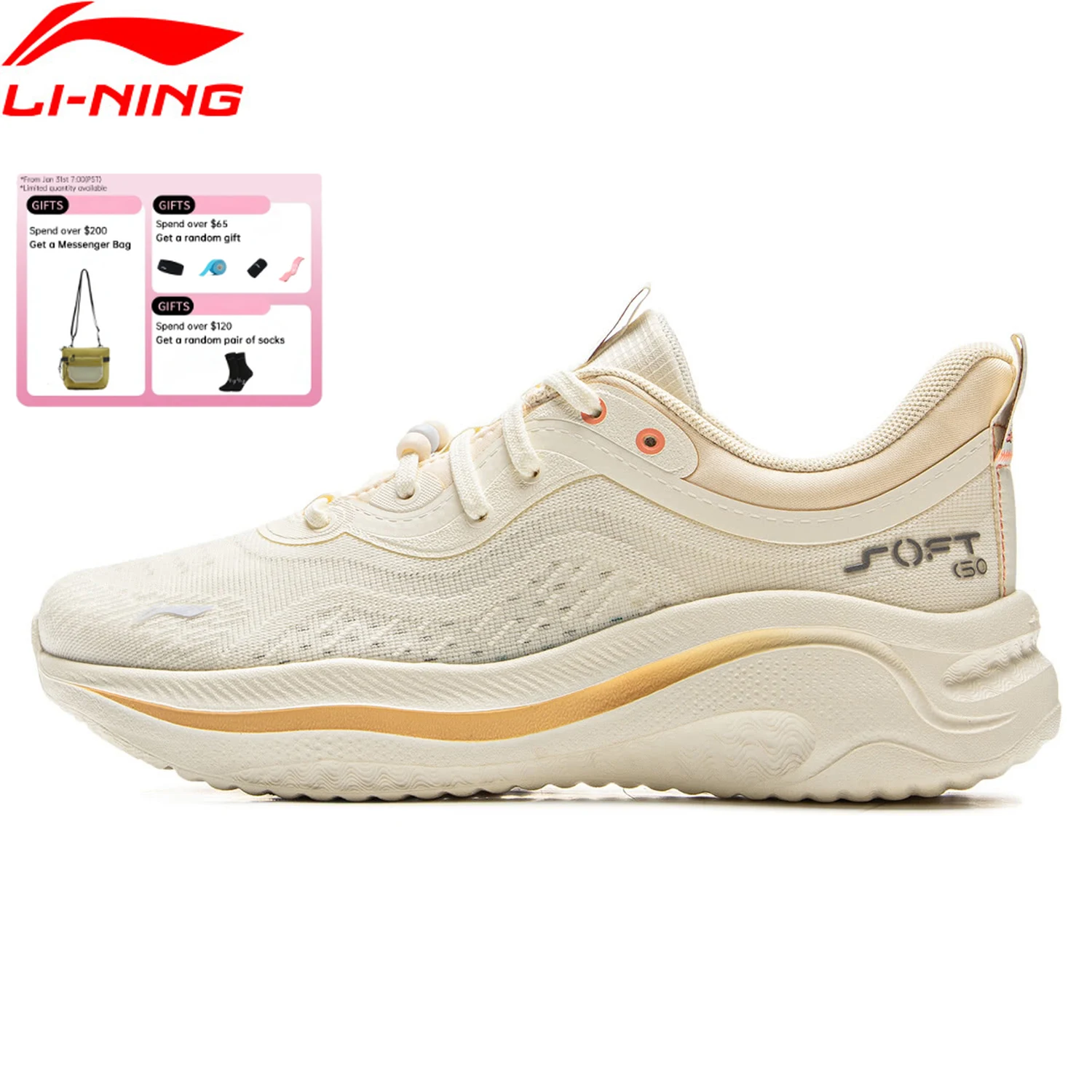 Li-Ning Women's Soft Go 2 Lifestyle Sneakers with Comfort Cushioning