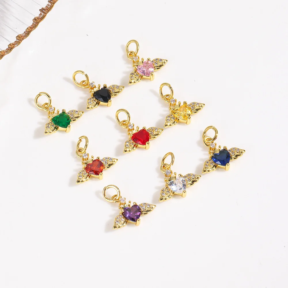 

10Pcs small fashion love wings small pendant jewelry bracelet necklace earrings DIY copper accessories making materials