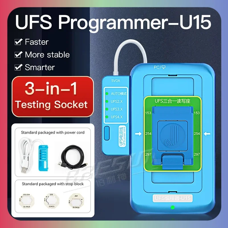 

【New】JCID U15 UFS Programmer 3in1 UFS Read Write Programmer for UFS2.X 3.X 4.X NAND Chips Identifier Reader Writer Tool