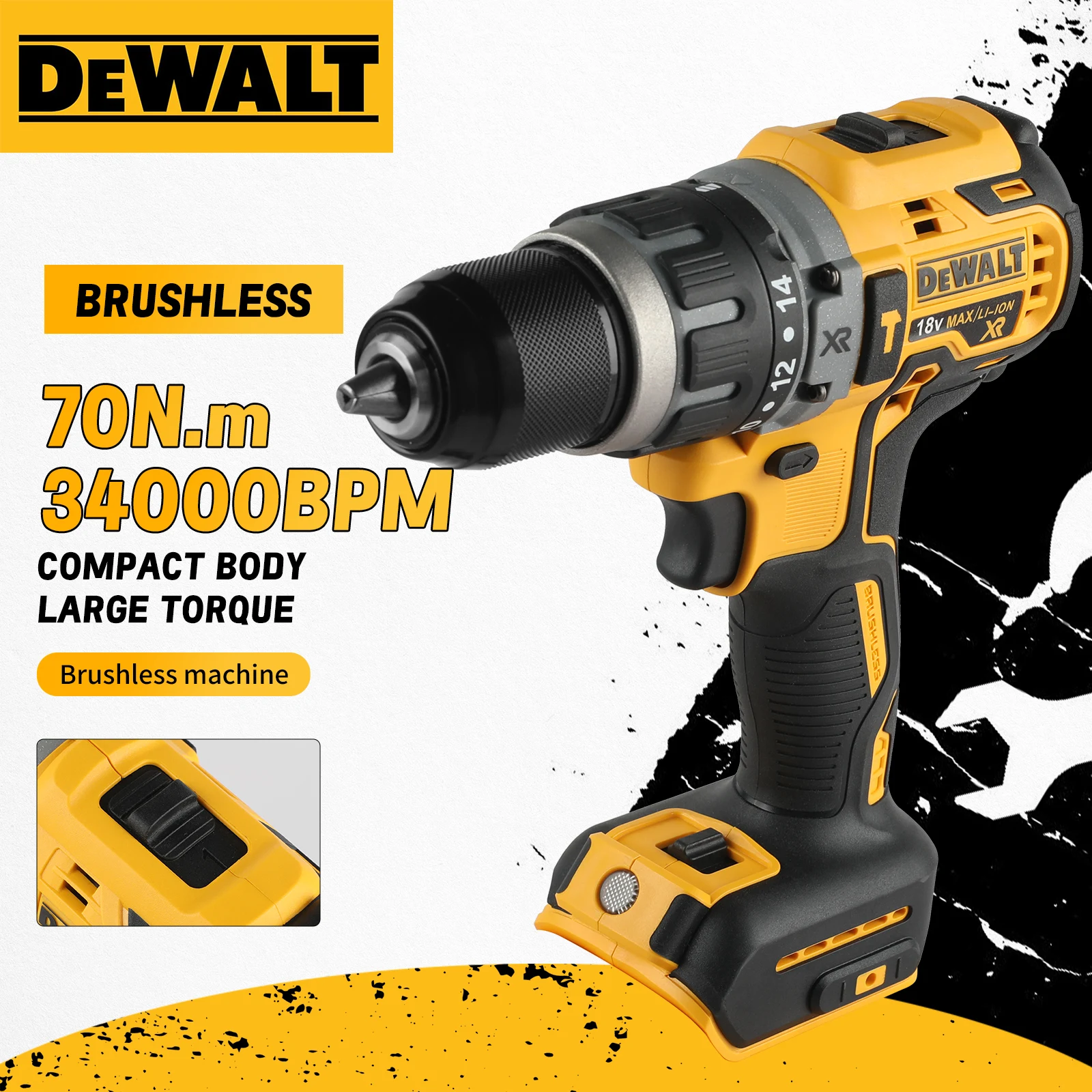 DEWALT DCD796 20V High Power Brushless Impact Drill High Torque Cordless Electric Screwdriver DEWALT 20V Battery Universal Fit