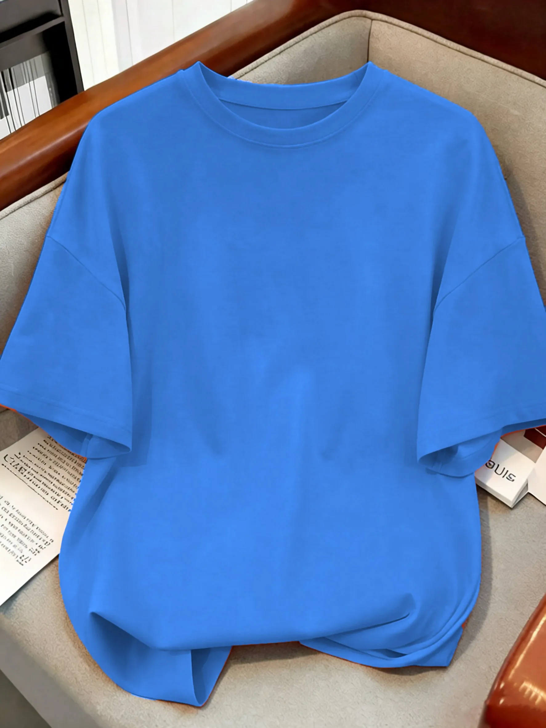 Solide O-Ausschnitt-Sommer-T-Shirts für Herren, S-3XL, Baumwolle, kurzärmelig, All-Match-Basic-Sport-Streetwear, weiche, bequeme Kleidung