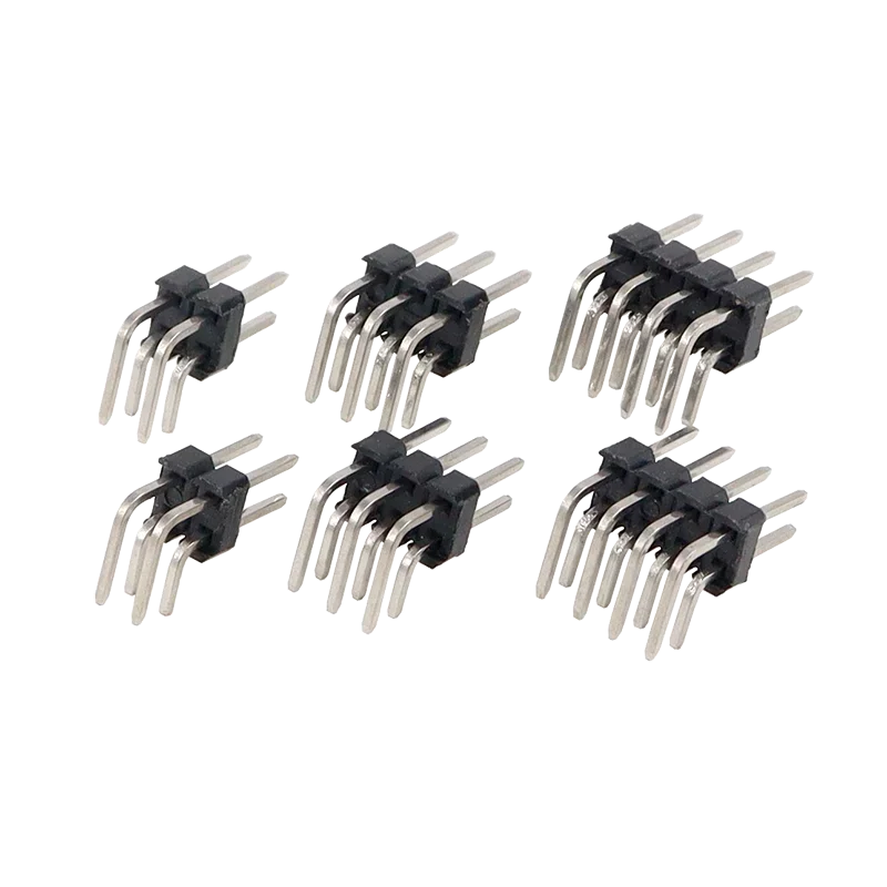 500pcs 2.54mm Right-angle Double Row Male Pin Header Connector 2/3/4/5/6/8/10/12/20/40 Pin Length Iron Copper Gold Plated Pin
