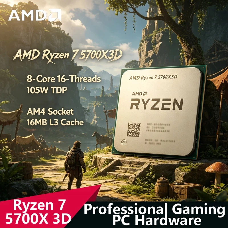 

AMD Ryzen 7 5700X3D Bulk CPU｜8C16T,3.0-4.1GHz Boost,105W TDP,DDR4,AM4 Socket Gaming Processor,Compatible with B550 Motherboard