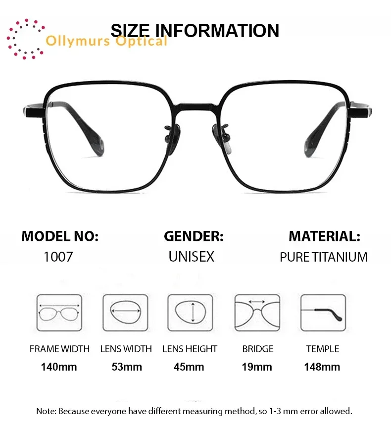

Очки Ollymurs с оптическими линзами и рецептурной защитой от синего света, высококачественные фотохромные линзы Qaure, дизайнерские очки для мужчин с защитой от синего света