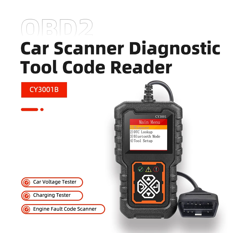 

Автомобильный сканер OBD2 Инструмент для считывания диагностических кодов - Сканер кодов неисправностей двигателя и тестер автомобильного напряжения/зарядки CY3001B Инструмент для авторемонта