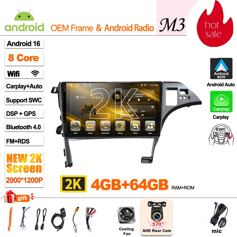Android 16 Voor Toyota Prius 3 XW30 2009 - 2015 Stereo Head Unit Multimedia Video Player GPS Navigatie Bluetooth 8 Core Wifi 5G