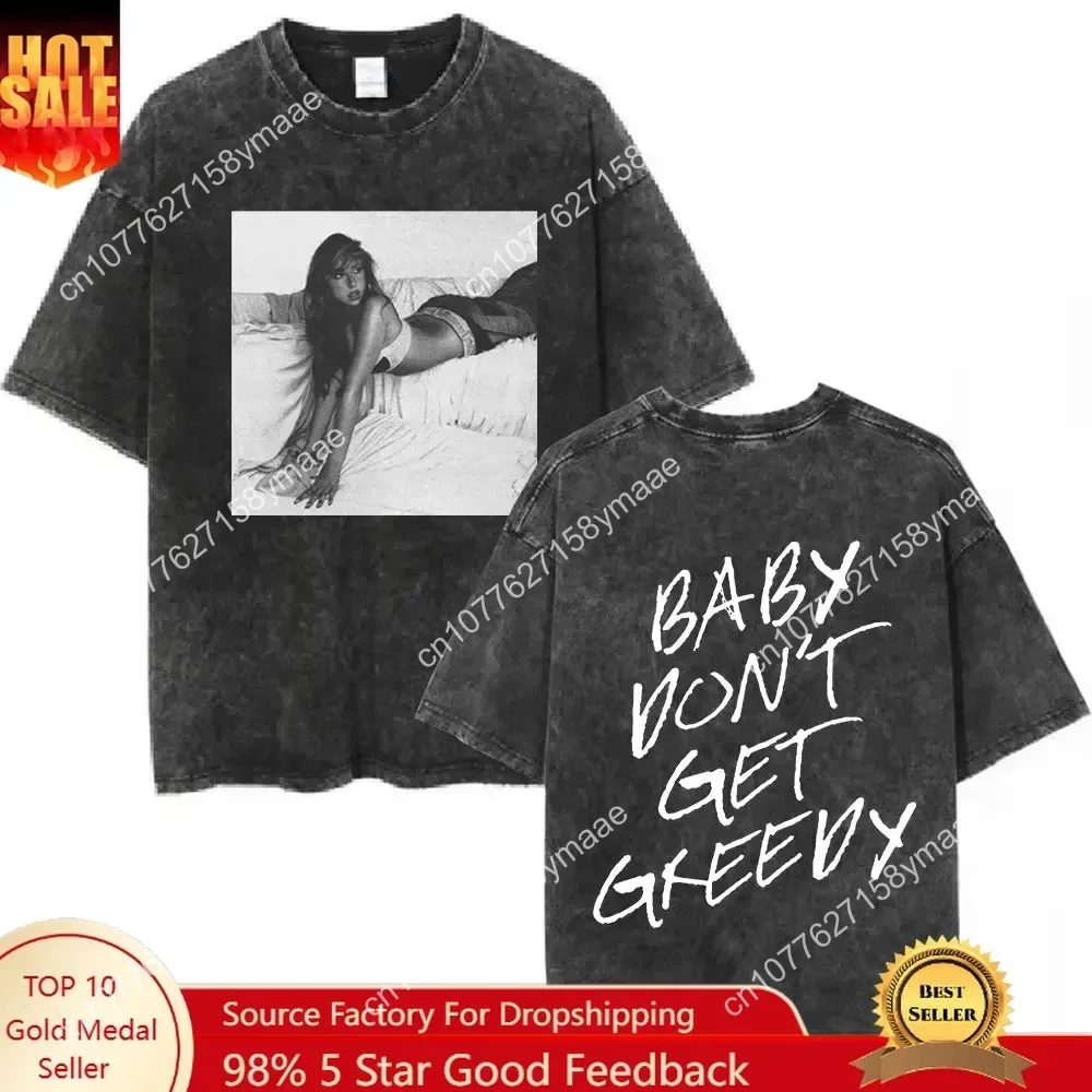 Tate Mcrae Greedy Album Tour Merch T Shirt Men Women Women Fashion Vintage Washed Short Sleeve Oversized T-shirts 100% Cotton T