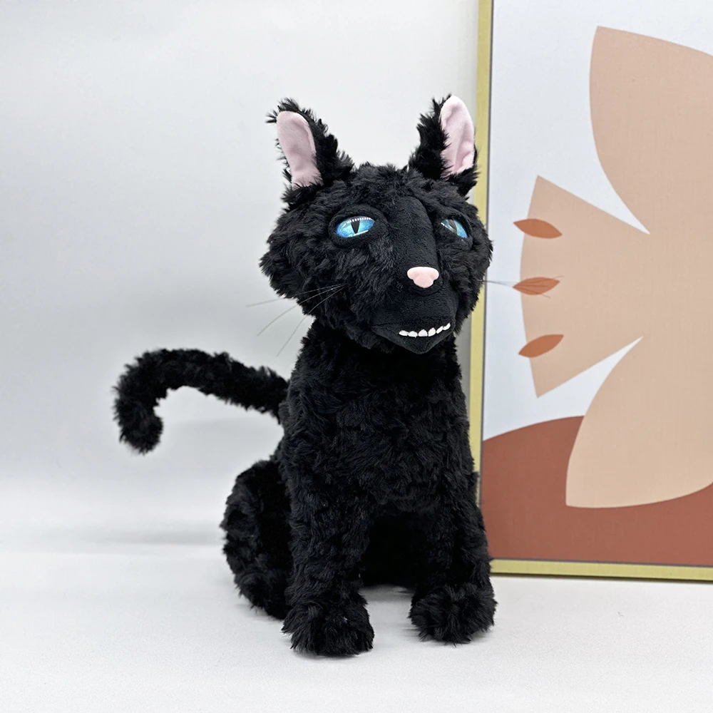 30cm Blue Eyes Black Kitten Plush Doll Creative Design Soft and Comfortable Can Be Used as a Gift to Enhance Halloween Atmospher