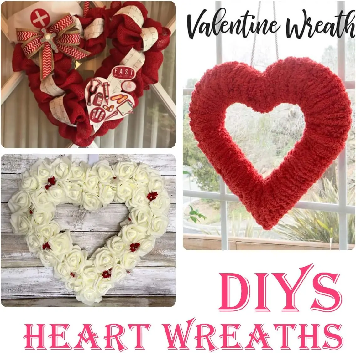 3 Pack Premium Metal Heart  Form Wire Wreath Frame 12 Inch DIY holiday wreaths for Valentine's Day Christmas New Year Decoration