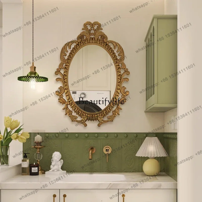 Best Sellers Vintage Fireplace Decorative Mirror Hotel Bathroom Smart LED Bathroom Mirror Light Luxury Style