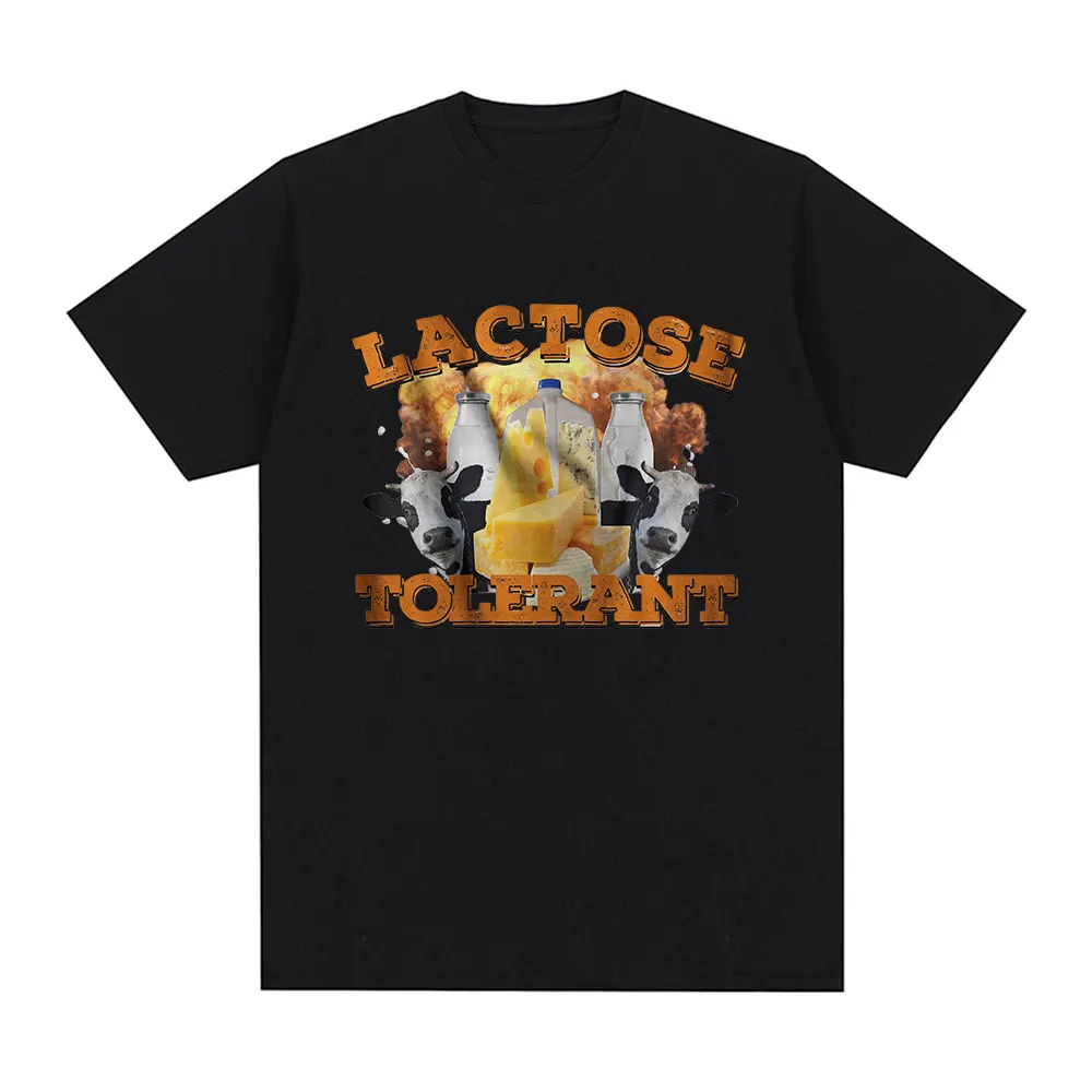 Lactose Tolerant Graphic Print T-Shirt Men's Vintage Fashion Short
