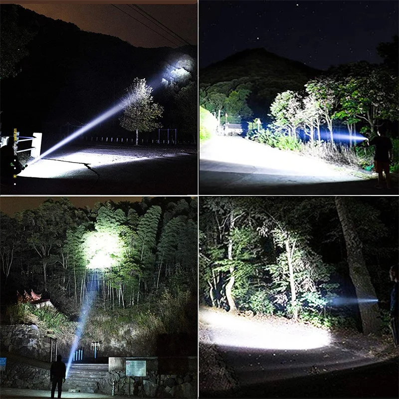 Rechargeable LED Flashlights 90000 Lumens Super Bright Zoomable Waterproof Flashlight with 3 Modes Powerful for Camping Hiking