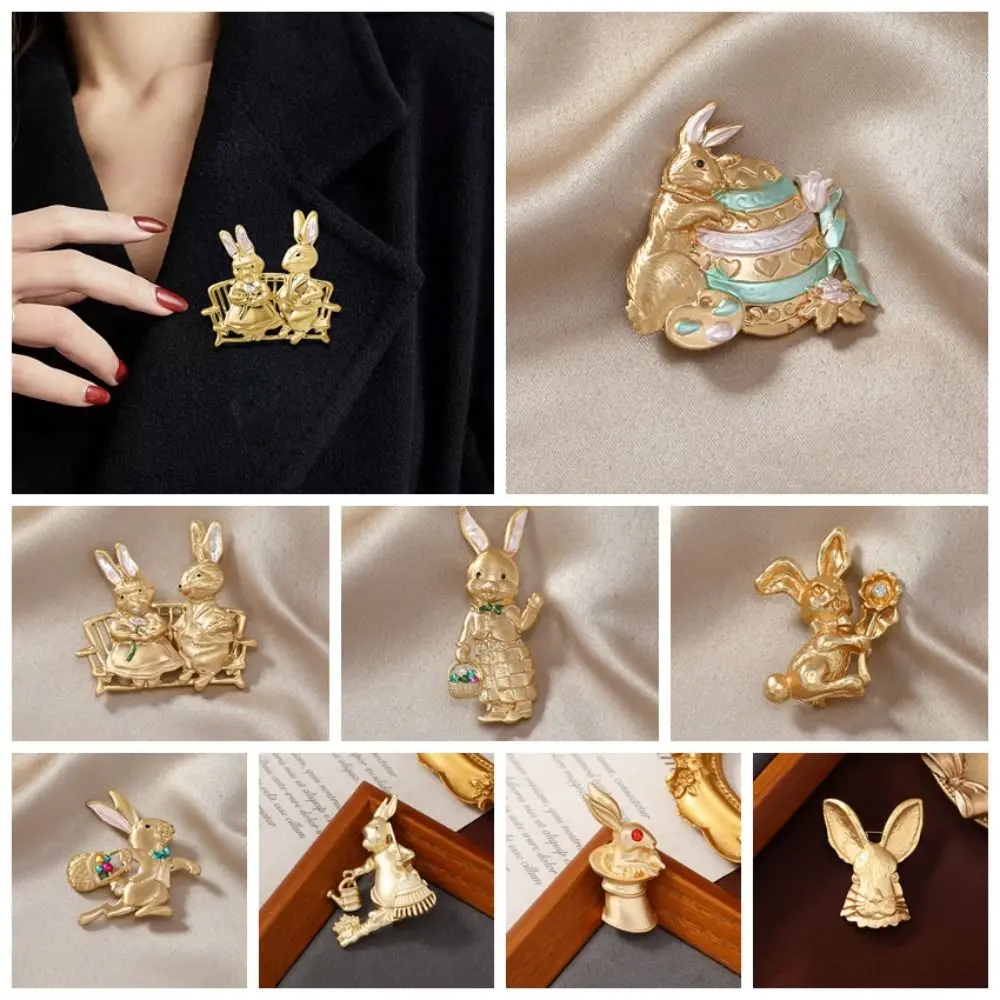 Korean Style Easter Rabbit Brooches Badge Jewelry Accessories Matte Metal Brooch Bag Buckle Clothes Accessories Cute Animal Pin