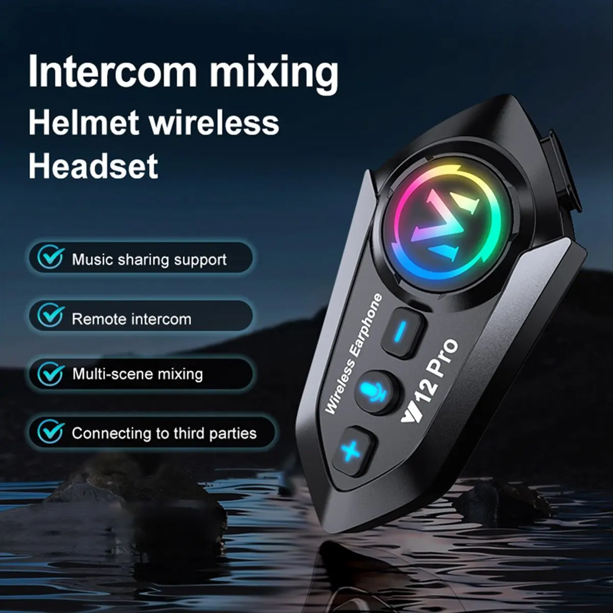 DT89 HOT Motorcycle Helmet Bluetooth Headset 2 Rider 500m Intercom Waterproof Noise Cancellation AI Voice Riding Headset
