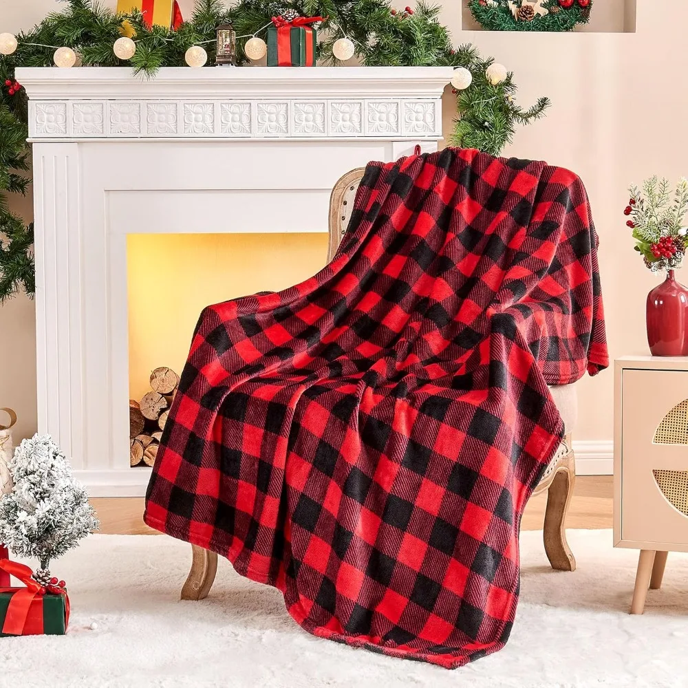 

Red and Black Plaid Flannel Blanket - Cozy Fleece Throw for Couch, Soft Warmth, Ideal Buffalo Plaid Decor Gift for Women
