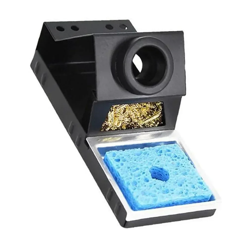 Heavy Duty Soldering Iron Holder Reliable Metal Stand with Integrated Brass Wool and Cleaning Sponge for Convenience