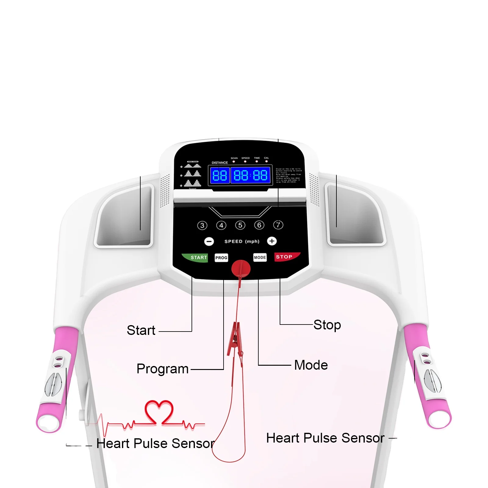 

Treadmill 3 Level Folding with 100 KGS Weight Capacity Running Machine Foldable Electric Treadmill Pink for Home