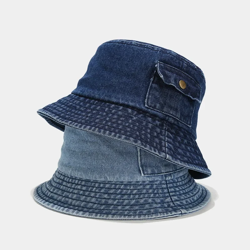 Brand Oohmy Cotton Denim Bucket Hat Men Women Trendy Lightweight Outdoor Hot Fun Summer Beach Vacation Getaway Headwear Cap